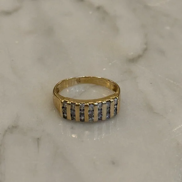 10k GOLD & DIAMOND Two-Row Cluster Band Ring, Circa 1980s–90s - Picture 2 of 6